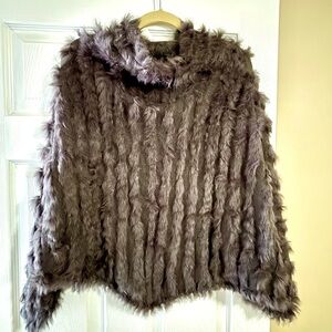 Rabbit Fur Grey Poncho